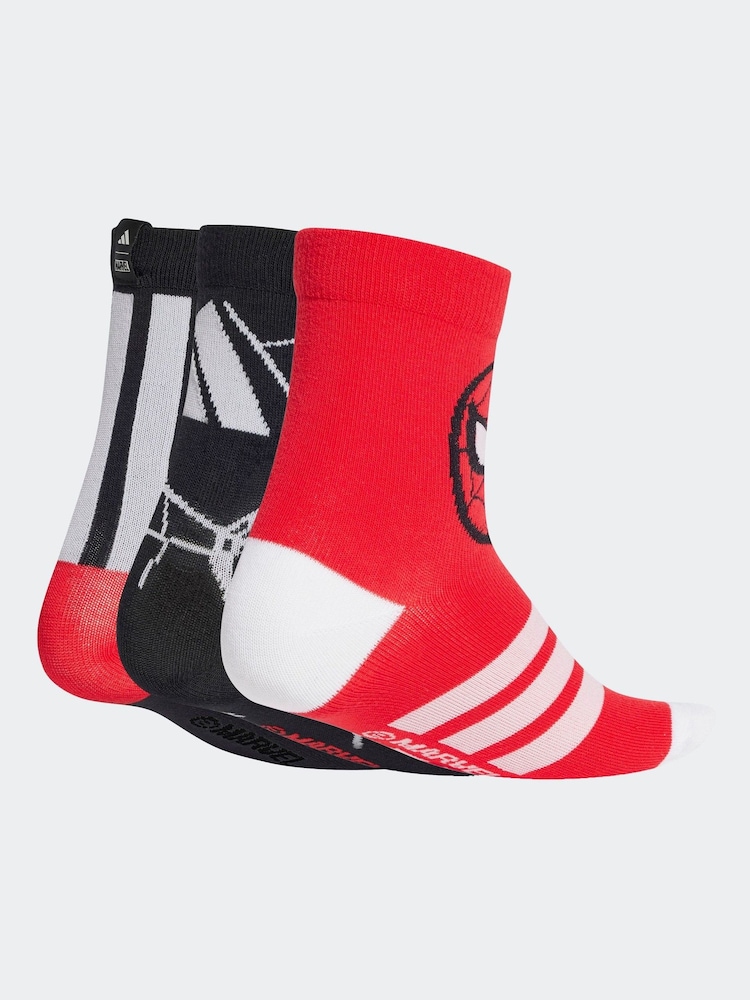 adidas Red/Black Marvel Spider Man Socks 3 Pack - Image 2 of 4
