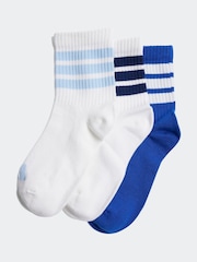 adidas Blue Ribbed 3 Pack Socks - Image 1 of 1