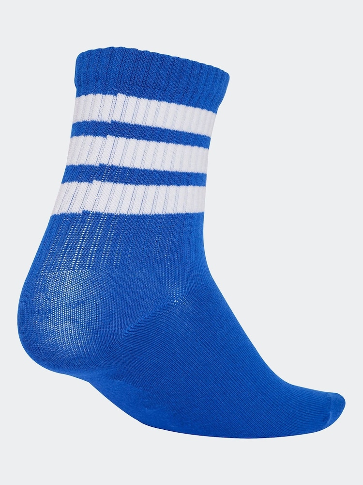 adidas Blue Ribbed 3 Pack Socks - Image 2 of 4