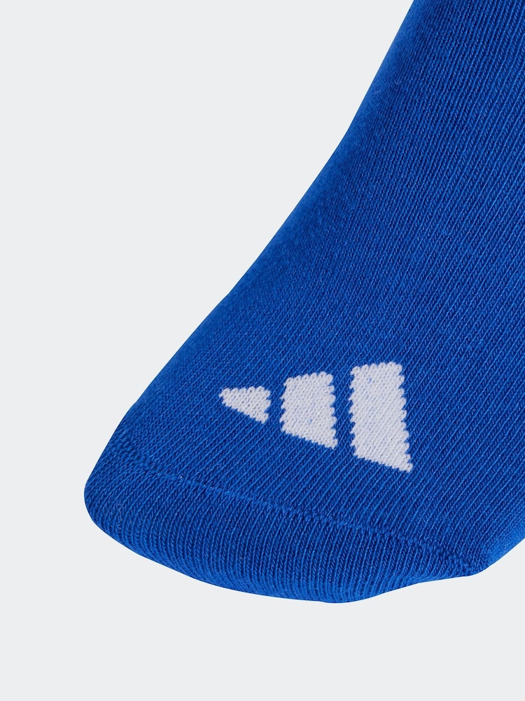 adidas Blue Ribbed 3 Pack Socks - Image 3 of 4