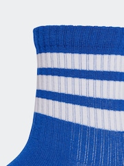 adidas Blue Ribbed 3 Pack Socks - Image 4 of 4