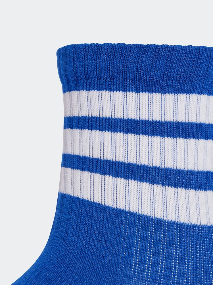 adidas Blue Ribbed 3 Pack Socks - Image 4 of 4