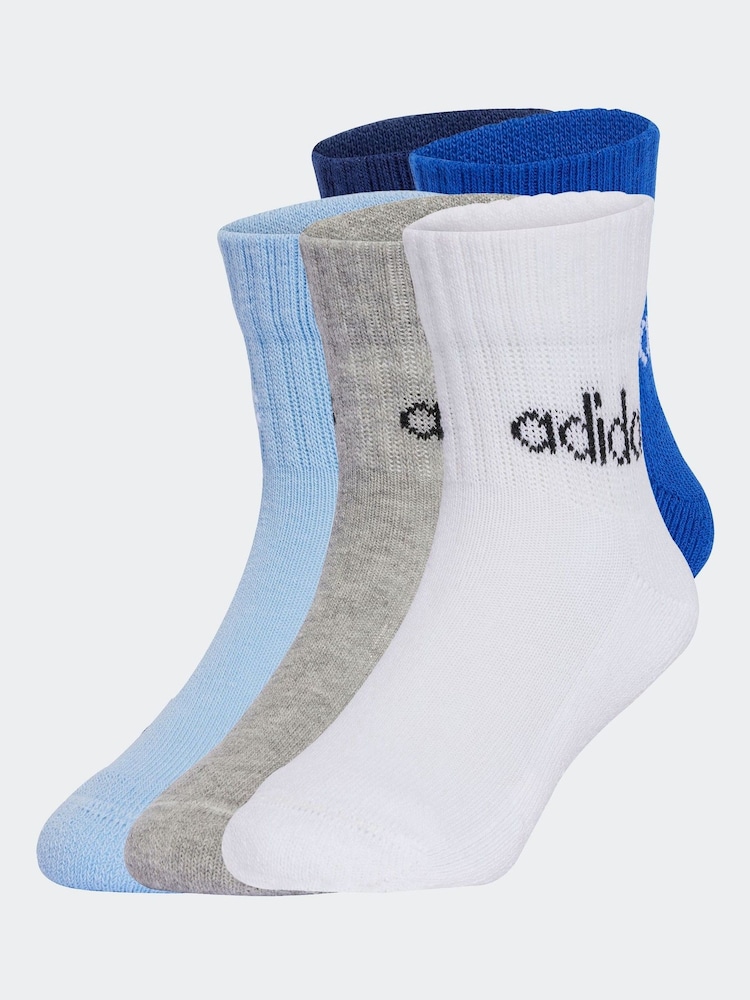 adidas Blue/Navy Linear Ankle 5 Packs Socks - Image 1 of 4 adidas Blue/Navy Linear Ankle 5 Packs Socks - Image 1 of 4