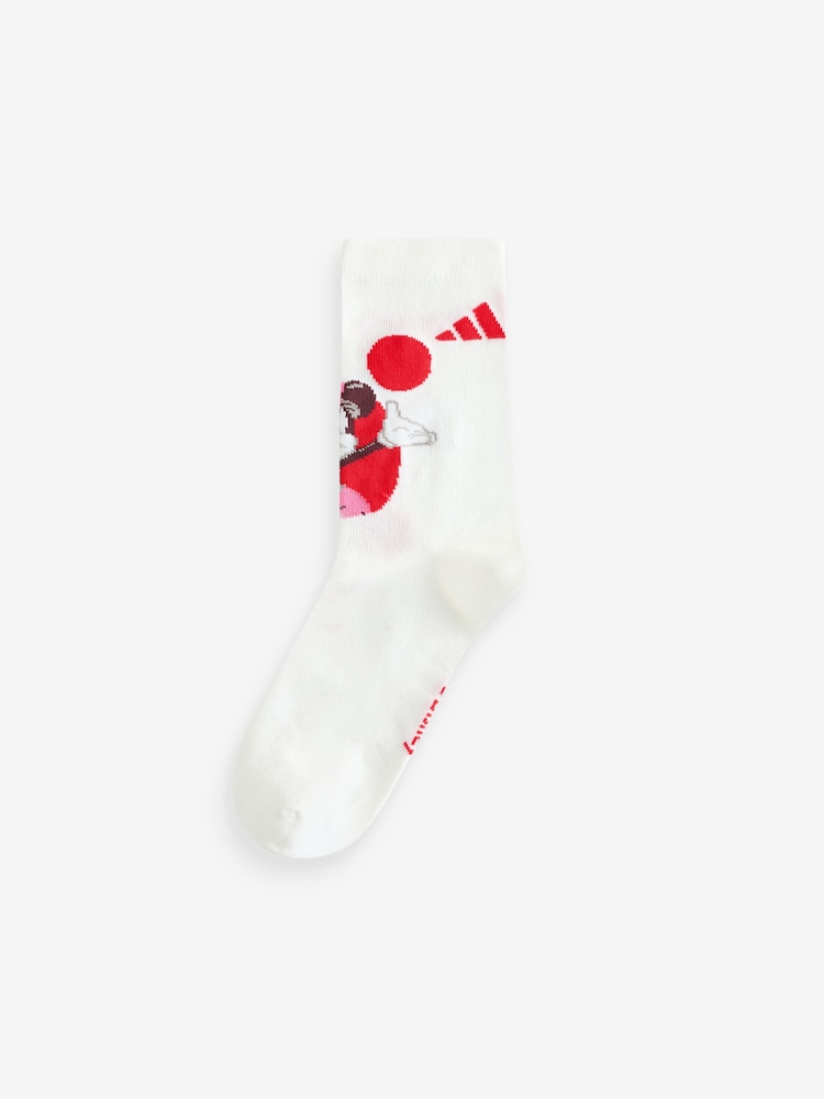 adidas Pink/White Little Kids Minnie Mouse Socks 3 Pack - Image 4 of 4