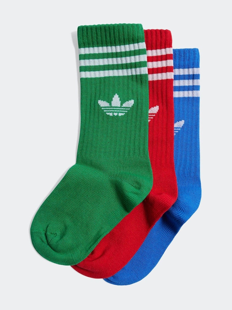 Verde multicolor - Pack de 3 pares de calcetines con diseño de 3 bandas de adidas originals - Imagen 1 de 3