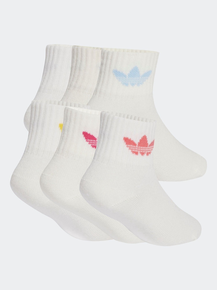 adidas Originals White Kids Socks 6 Pack - Image 2 of 4