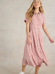 White Stuff Pink Rua Jersey Shirt Dress - Image 1 of 6