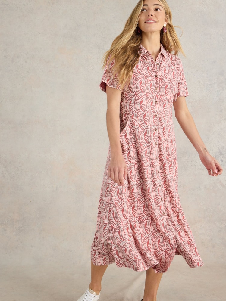 White Stuff Pink Rua Jersey Shirt Dress - Image 1 of 6 White Stuff Pink Rua Jersey Shirt Dress - Image 1 of 6