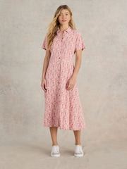 White Stuff Pink Rua Jersey Shirt Dress - Image 3 of 6
