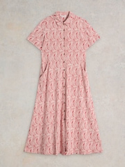 White Stuff Pink Rua Jersey Shirt Dress - Image 5 of 6