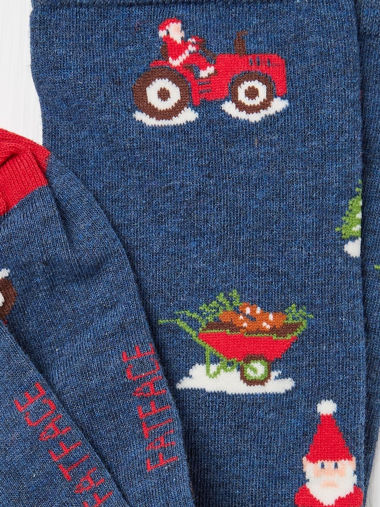 FatFace Navy Mens Santa Tractor Socks 1 Packs - Image 2 of 2