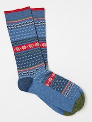 FatFace Blue Fairisle Pattern Socks - Image 1 of 2
