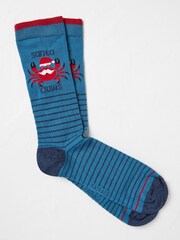 FatFace Blue Mens Santa Claws Socks 1 Pack - Image 1 of 2