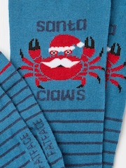 FatFace Blue Mens Santa Claws Socks 1 Pack - Image 2 of 2