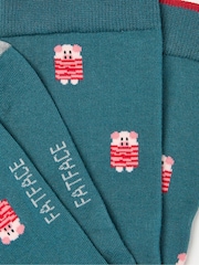 FatFace Blue Mens Pig Socks 1 Pack - Image 2 of 2