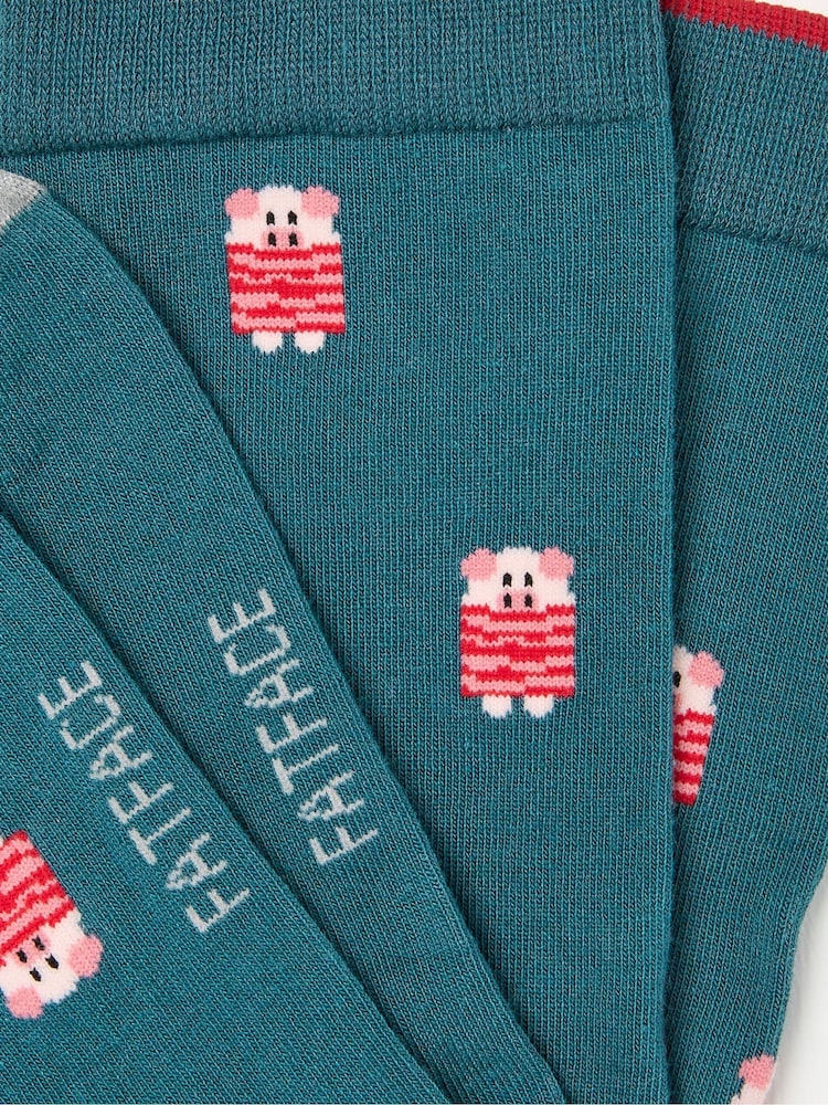 FatFace Blue Mens Pig Socks 1 Pack - Image 2 of 2