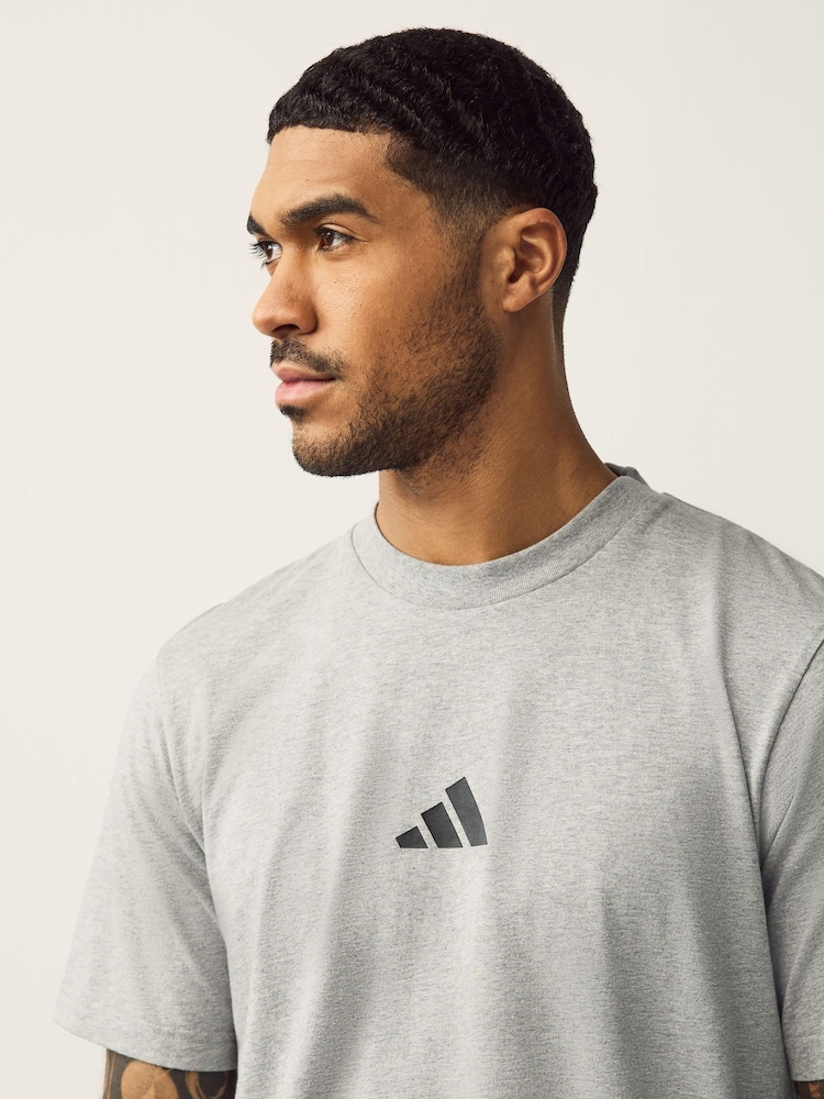 adidas Grey Essentials Small Logo Single Jersey T-Shirt - Image 4 of 5
