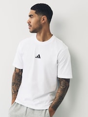 adidas White Essentials Small Logo Single 100% Cotton Jersey T-Shirt - Image 1 of 5