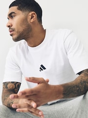 adidas White Essentials Small Logo Single 100% Cotton Jersey T-Shirt - Image 4 of 5