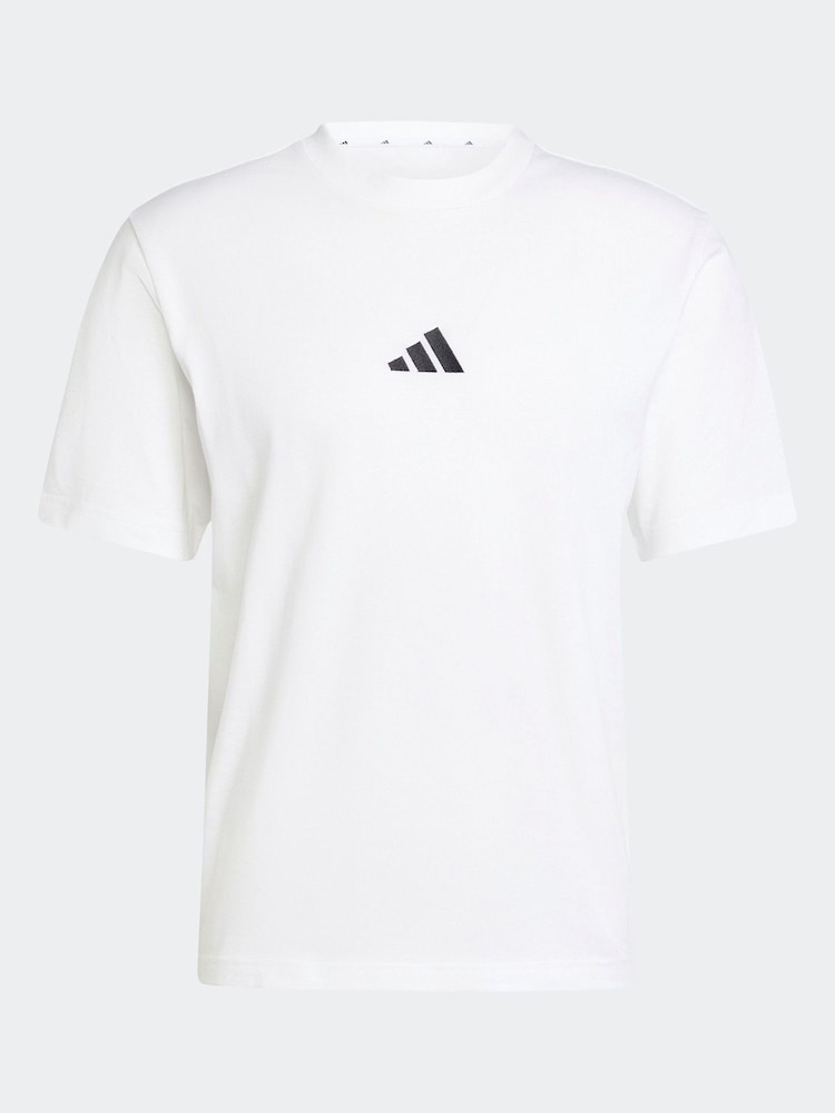 adidas White Essentials Small Logo Single 100% Cotton Jersey T-Shirt - Image 5 of 5