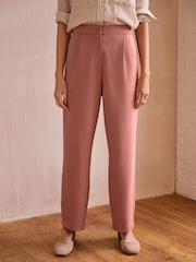 Pink Premium Ponte Barrel Leg Trousers With Wool - Image 2 of 7