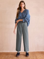 Blue Premium Wool Rich Tapered Trousers - Image 1 of 7