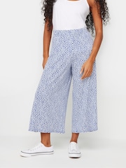 M&Co Blue Petite Printed Polazzo Trousers - Image 1 of 5