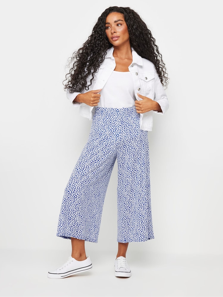 M&Co Blue Petite Printed Polazzo Trousers - Image 2 of 5