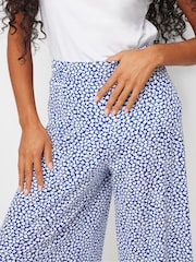 M&Co Blue Petite Printed Polazzo Trousers - Image 4 of 5