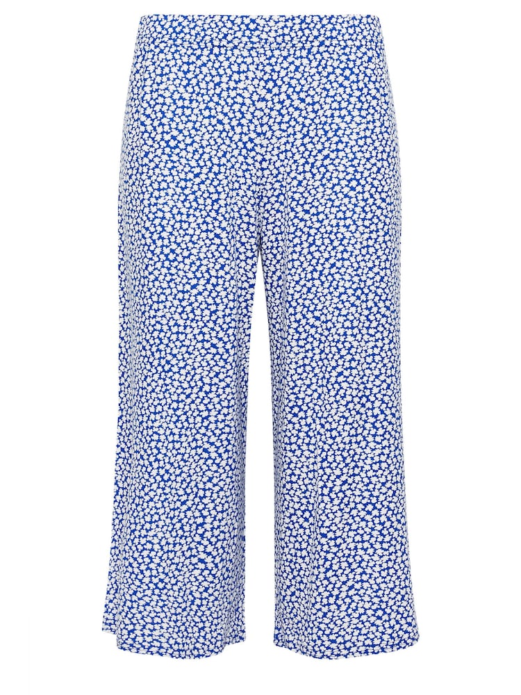 M&Co Blue Petite Printed Polazzo Trousers - Image 5 of 5