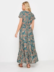 PixieGirl Petite Blue Button Floral Maxi Dress - Image 3 of 5