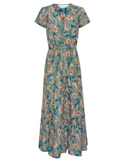 PixieGirl Petite Blue Button Floral Maxi Dress - Image 5 of 5
