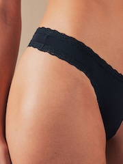 Black Thong Microfibre and Lace Trim Knickers 7 Pack - Image 3 of 5