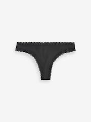 Black Thong Microfibre and Lace Trim Knickers 7 Pack - Image 5 of 5