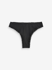 Black Brazilian Microfibre and Lace Trim Knickers 7 Pack - Image 4 of 4