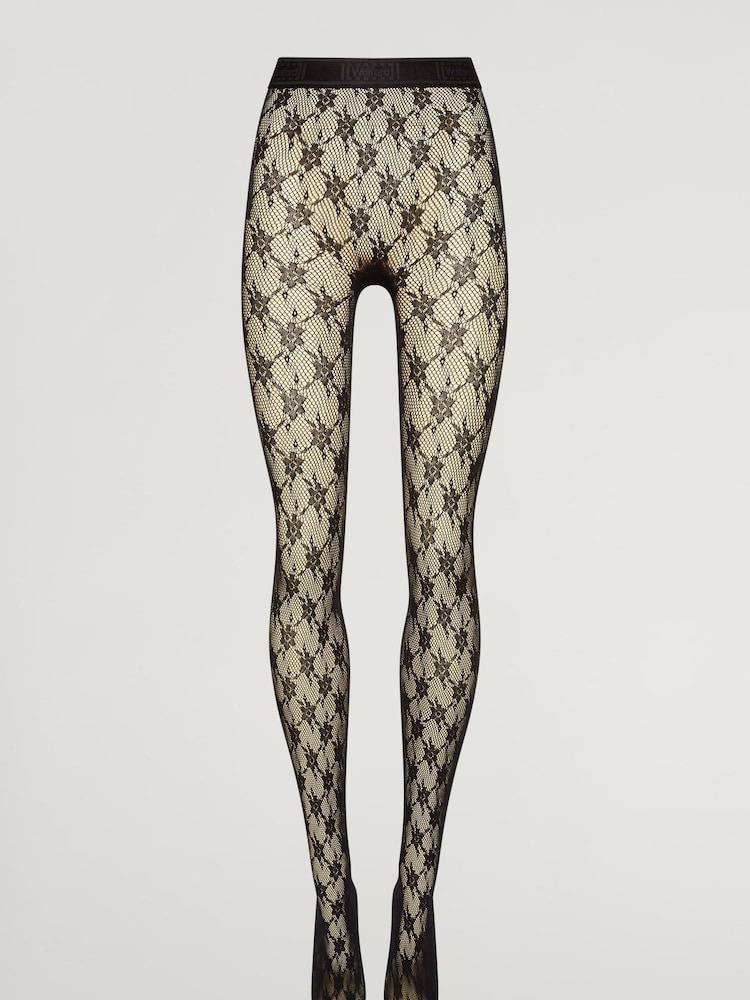 Wolford Black Rose Net Tights - Image 5 of 5