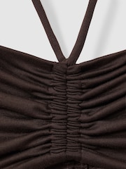 Reiss Chocolate Solare Ruched Halterneck Top - Image 5 of 5
