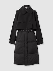 Reiss Black Emmie Hybrid Puffer Coat - Image 2 of 9