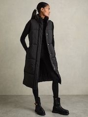 Reiss Black Emmie Hybrid Puffer Coat - Image 3 of 9
