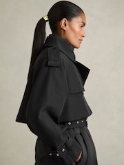 Reiss Black Emmie Hybrid Puffer Coat - Image 4 of 9