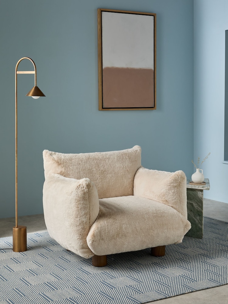 MADE.COM Taupe Brown Arctic Faux Fur Jude Accent Chair - Image 1 of 5