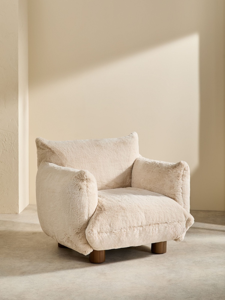 MADE.COM Taupe Brown Arctic Faux Fur Jude Accent Chair - Image 2 of 5