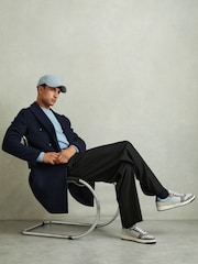 Reiss Soft Blue/Grey Astor Leather Lace Up Trainers - Image 2 of 5