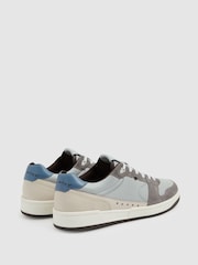 Reiss Soft Blue/Grey Astor Leather Lace Up Trainers - Image 4 of 5