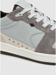 Reiss Soft Blue/Grey Astor Leather Lace Up Trainers - Image 5 of 5