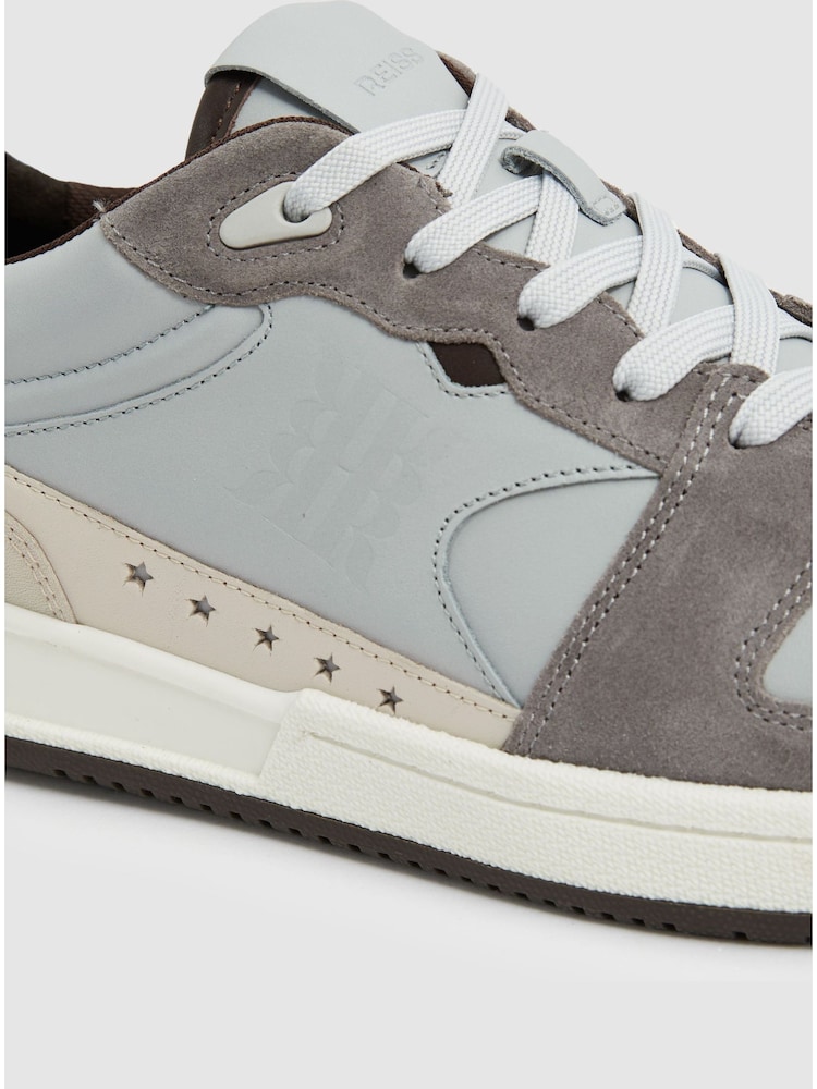 Reiss Soft Blue/Grey Astor Leather Lace Up Trainers - Image 5 of 5