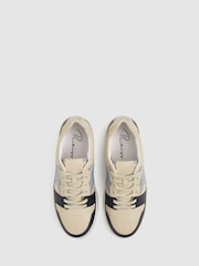 Reiss Blue/Stone Astor Leather Lace Up Trainers - Image 3 of 5