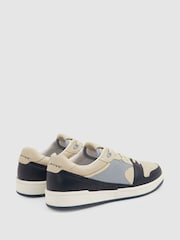 Reiss Blue/Stone Astor Leather Lace Up Trainers - Image 4 of 5