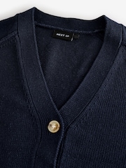 Navy Blue Deep V-Neck Button Up Knit Cardigan - Image 2 of 3