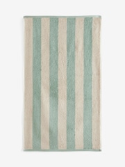Sage Green Stripe 100% Cotton Towel - Image 4 of 4